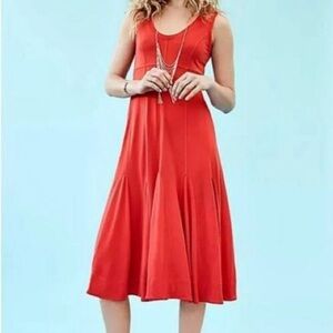 Anthropologie mauve Orange Red Sleeveless Scoop Neck Sundress size small